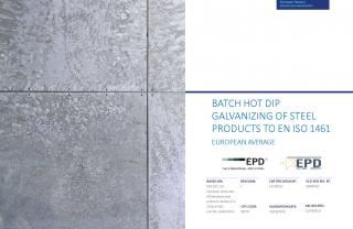 EPD for Batch Hot Dip Galvanizing of Steel Products to EN ISO 1461